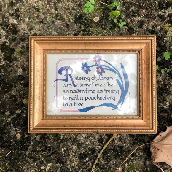 Vintage Framed Art Print: Humorous Parenting Quote - Picture 1 of 7